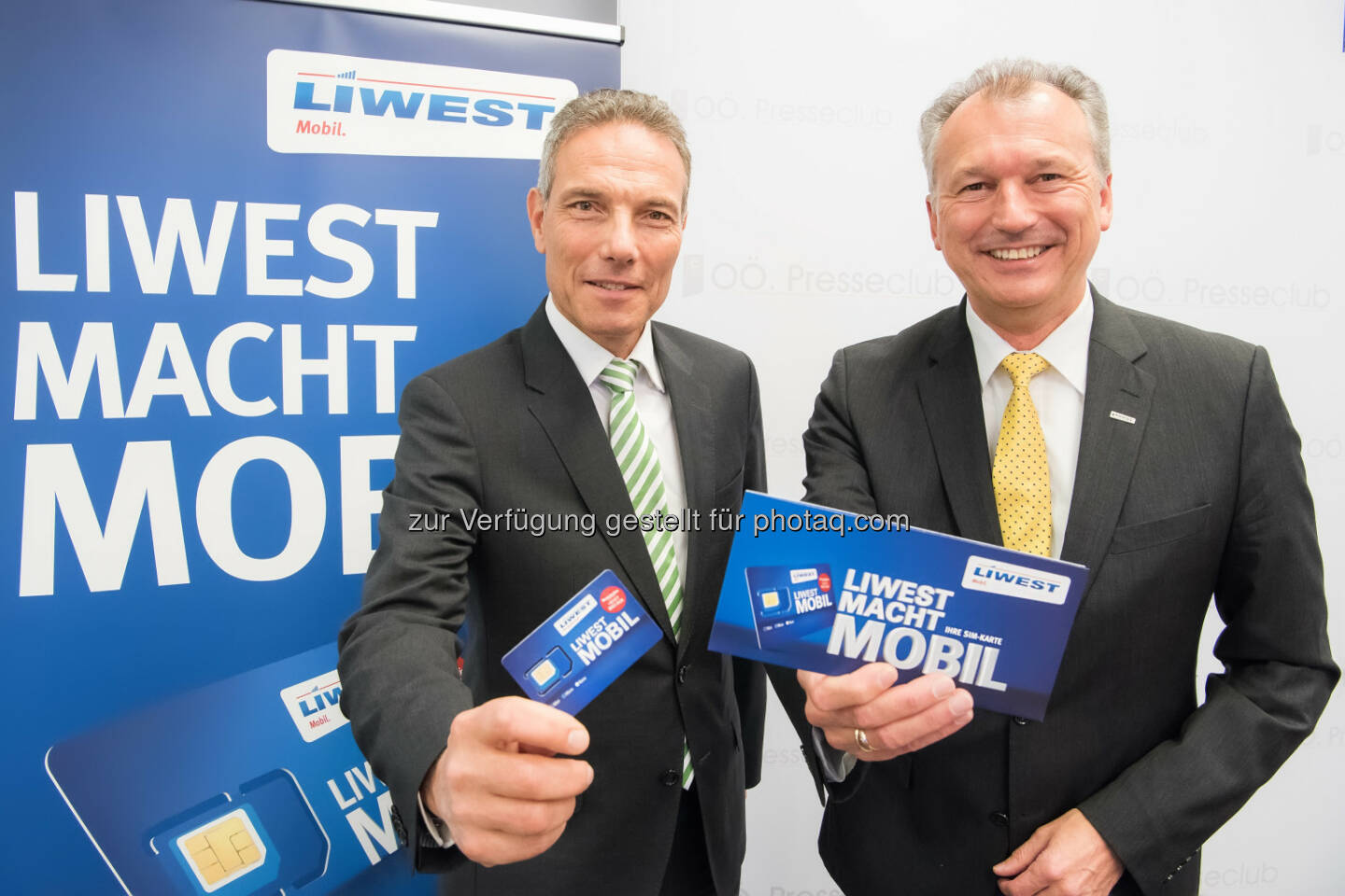 Michael Krammer (ventocom-GF), Günther Singer (Liwest Kabelmedien-GF) : Liwest und ventocom starten Mobilfunk-Angebot Liwest Mobil“ : Fotocredit: LTK Telekom und Service GmbH/Rudolf Laresser, 4174 Niederwaldkirchen