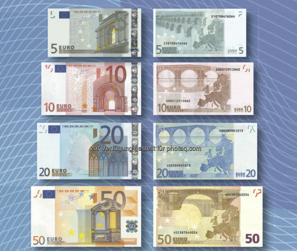 Euro-Banknoten der ersten Serie, © OeNB (30.04.2013) 