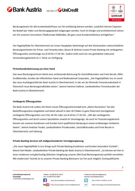 Bank Austria: Eröffnung Flagshipfiliale in Linz, Seite 2/3, komplettes Dokument unter http://boerse-social.com/static/uploads/file_1922_bank_austria_eroffnung_flagshipfiliale_in_linz.pdf (21.10.2016) 