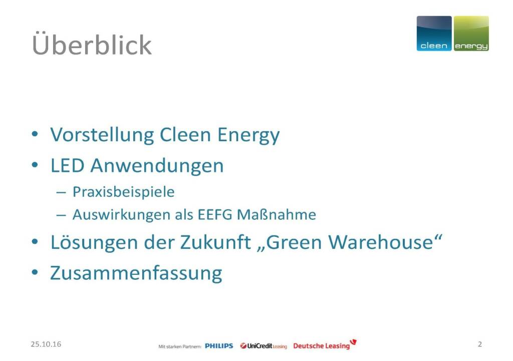 Cleen Energy - Überblick (25.10.2016) 