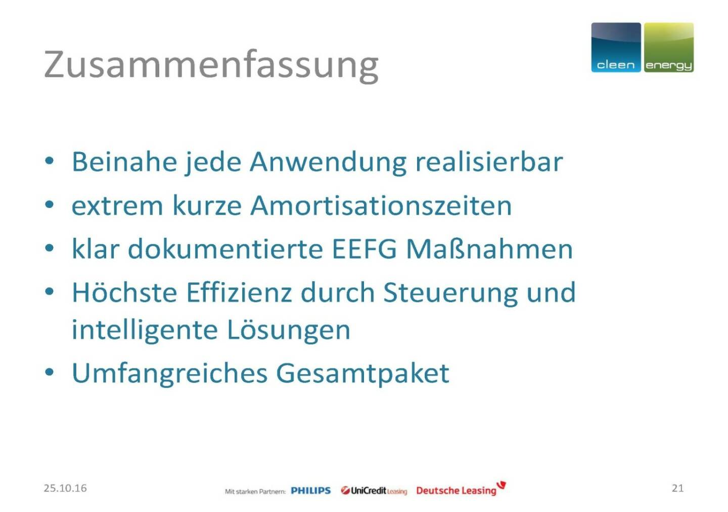 Cleen Energy - Zusammenfassung