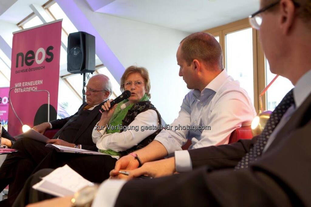 Neos: Podiumsdiskussion in der Neossphaere am 30. April 2013 mit Claus Raidl, Gudrun Biffl. Matthias Strolz und Georg Kapsch http://www.alexhalada.com (01.05.2013) 