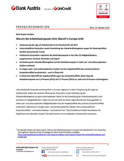 Bank Austria: Arbeitsmarkt, Seite 1/5, komplettes Dokument unter http://boerse-social.com/static/uploads/file_1929_bank_austria_arbeitsmarkt.pdf (25.10.2016) 