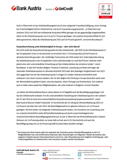 Bank Austria: Arbeitsmarkt, Seite 2/5, komplettes Dokument unter http://boerse-social.com/static/uploads/file_1929_bank_austria_arbeitsmarkt.pdf (25.10.2016) 