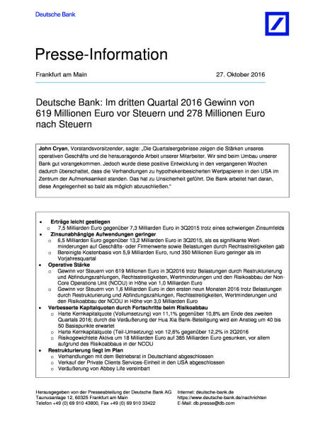 Deutsche Bank: 3. Quartal 2016, Seite 1/8, komplettes Dokument unter http://boerse-social.com/static/uploads/file_1936_deutsche_bank_3_quartal_2016.pdf (27.10.2016) 