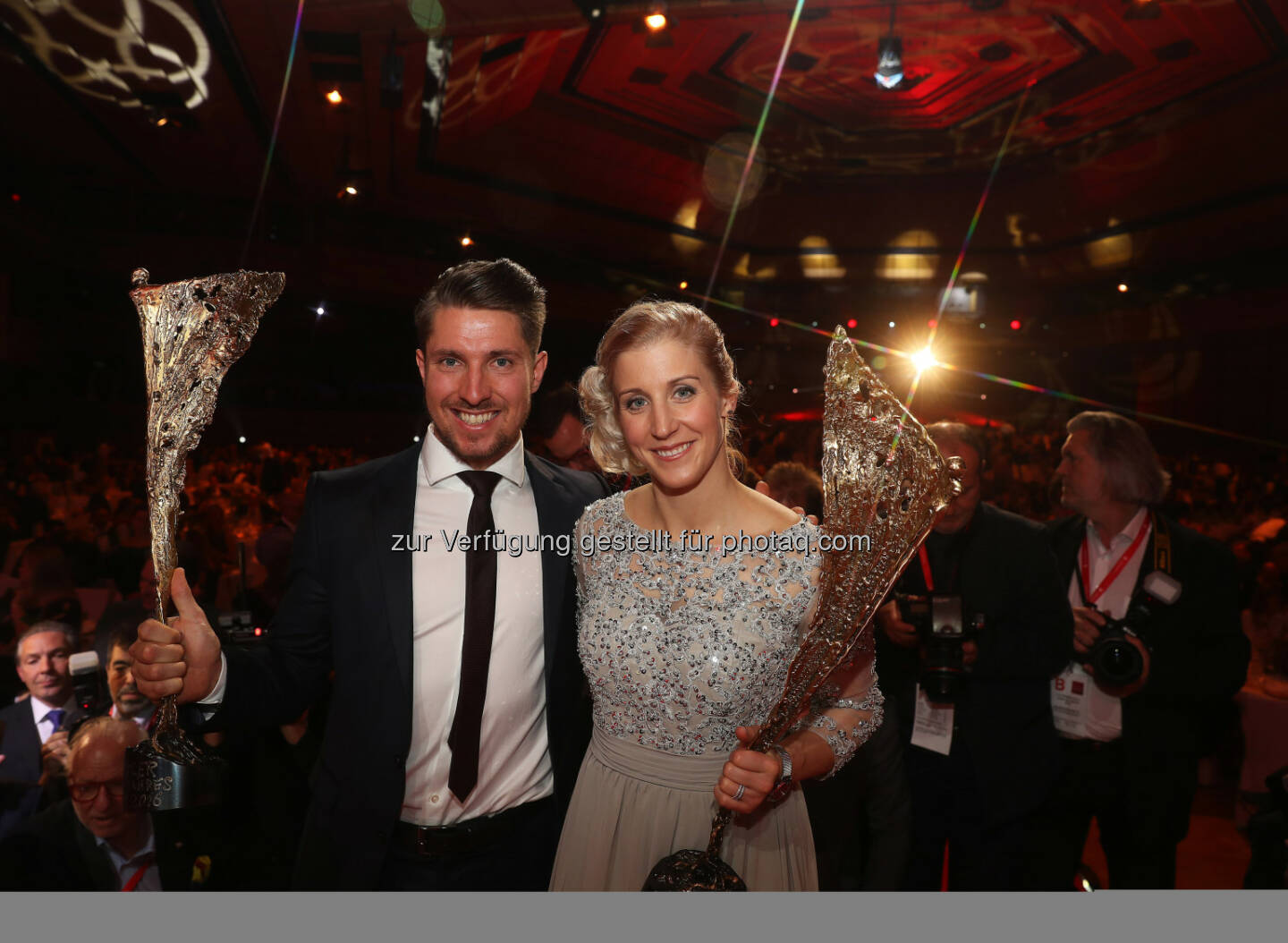 Marcel Hirscher and Eva-Maria Brem (AUT) Photo: GEPA pictures/ Hans Oberlaender