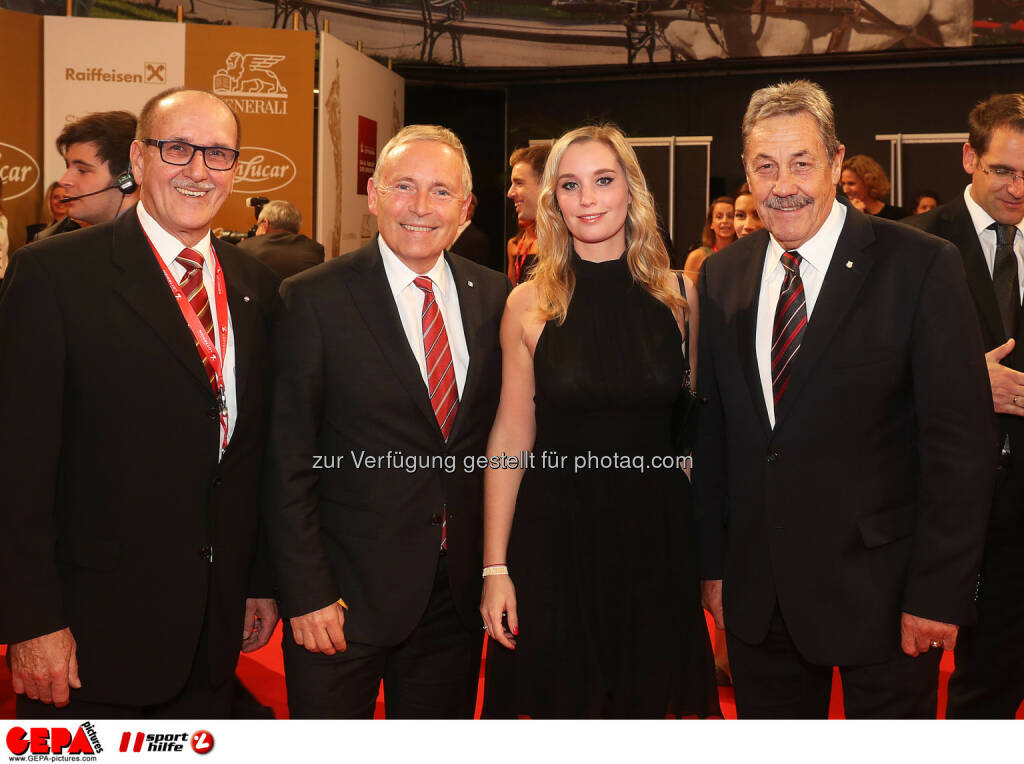 Felix Netopilek, president Christian Purrer, Jacqueline Flick and Peter Putzgruber Photo: GEPA pictures/ Hans Oberlaender (28.10.2016) 