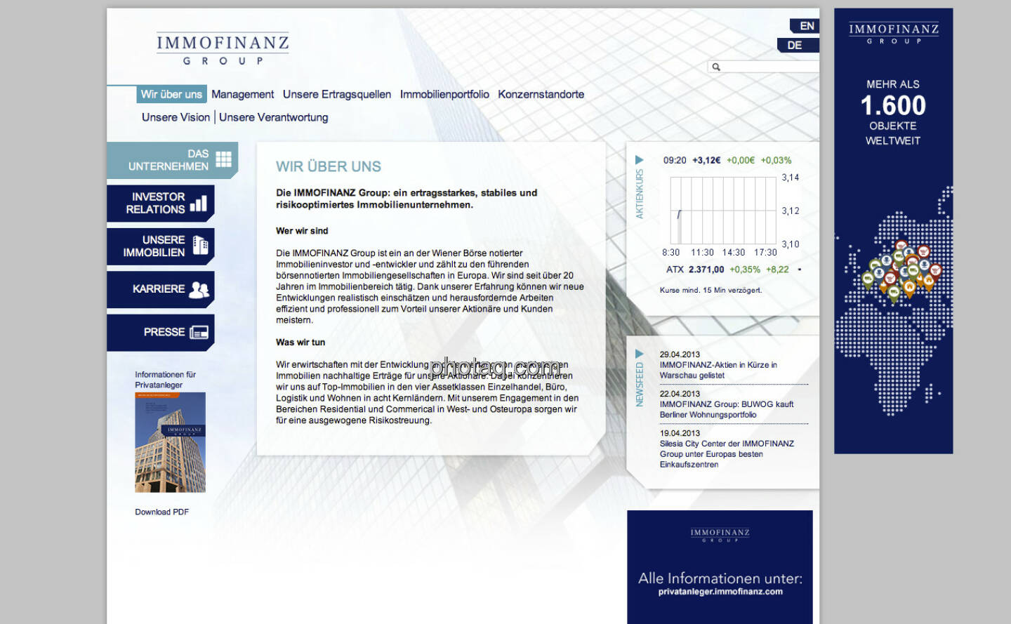 Seit wann ist die Immofinanz an der Börse? Das ist eine gar nicht so leichte Frage, die vor Jahren nicht einmal ein (damals) aktiver Immofinanz-Vorstand spontan beantworten konnte. Die Immofinanz-Homepage führt den 5. Dezember 1994 an, dabei will  es finanzmarktfoto.at belassen. Ein ganz entscheidender Tag war aber der 3. Mai 1999. Damals wurde ein Aktiensplit im Verhältnis 1:70 (!) durchgeführt, um die im B-Segment herumgrundelnde Aktie attraktiver zu machen. Gleichzeitig wurden die Nennbetragsaktien  auf Stückaktien ohne Nennwert gewandelt: An die Stelle einer Aktie im Nominale von 1000 Schilling traten somit 70 Stück nennwertlose Stückaktien. Daneben wurde auch die Umstellung des Grundkapitals von Schilling auf Euro beschlossen. Damit wurde die Basis für eine vernünftige Notiz geschaffen ...