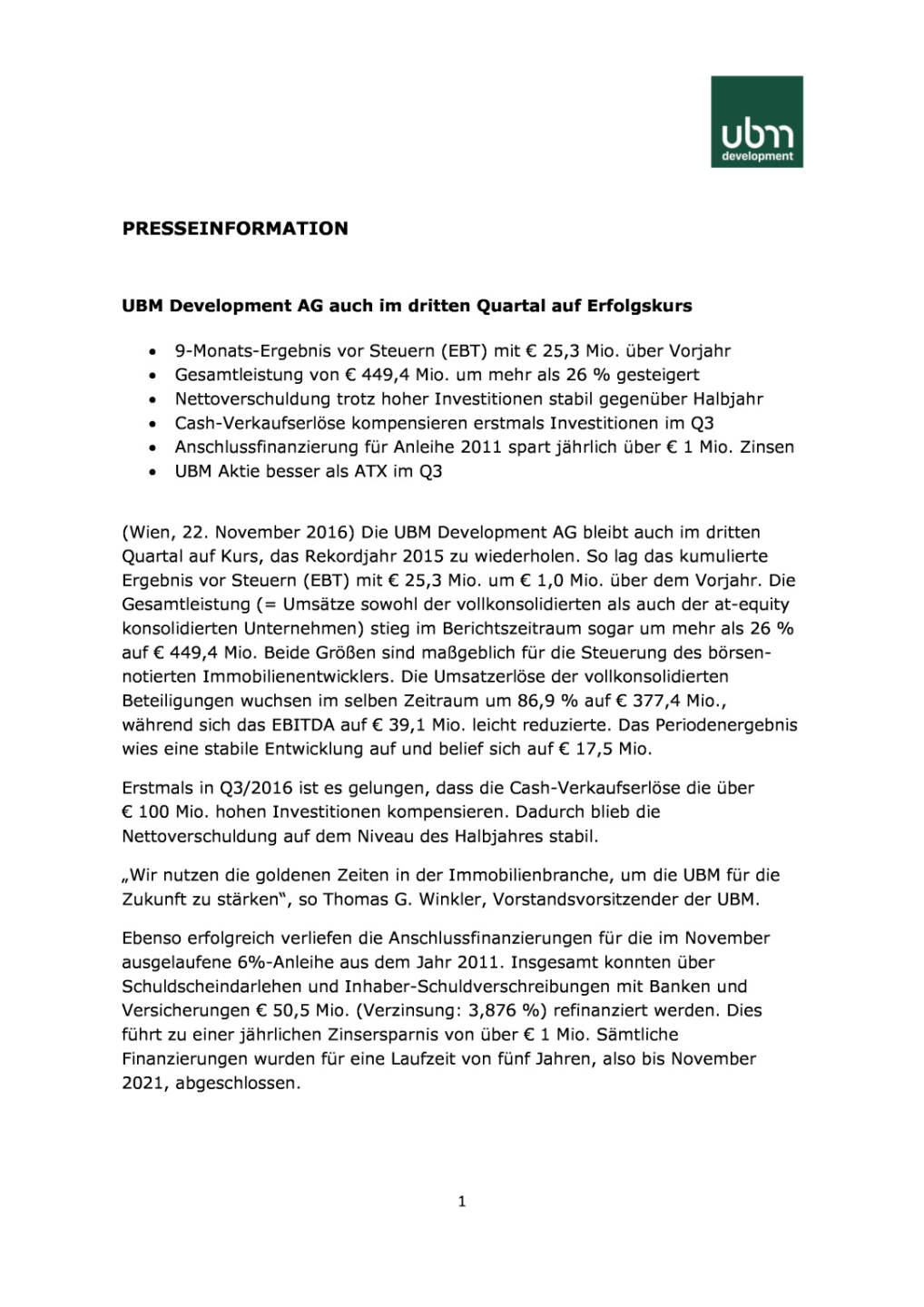 UBM Q3/2016, Seite 1/3, komplettes Dokument unter http://boerse-social.com/static/uploads/file_1987_ubm_q32016.pdf