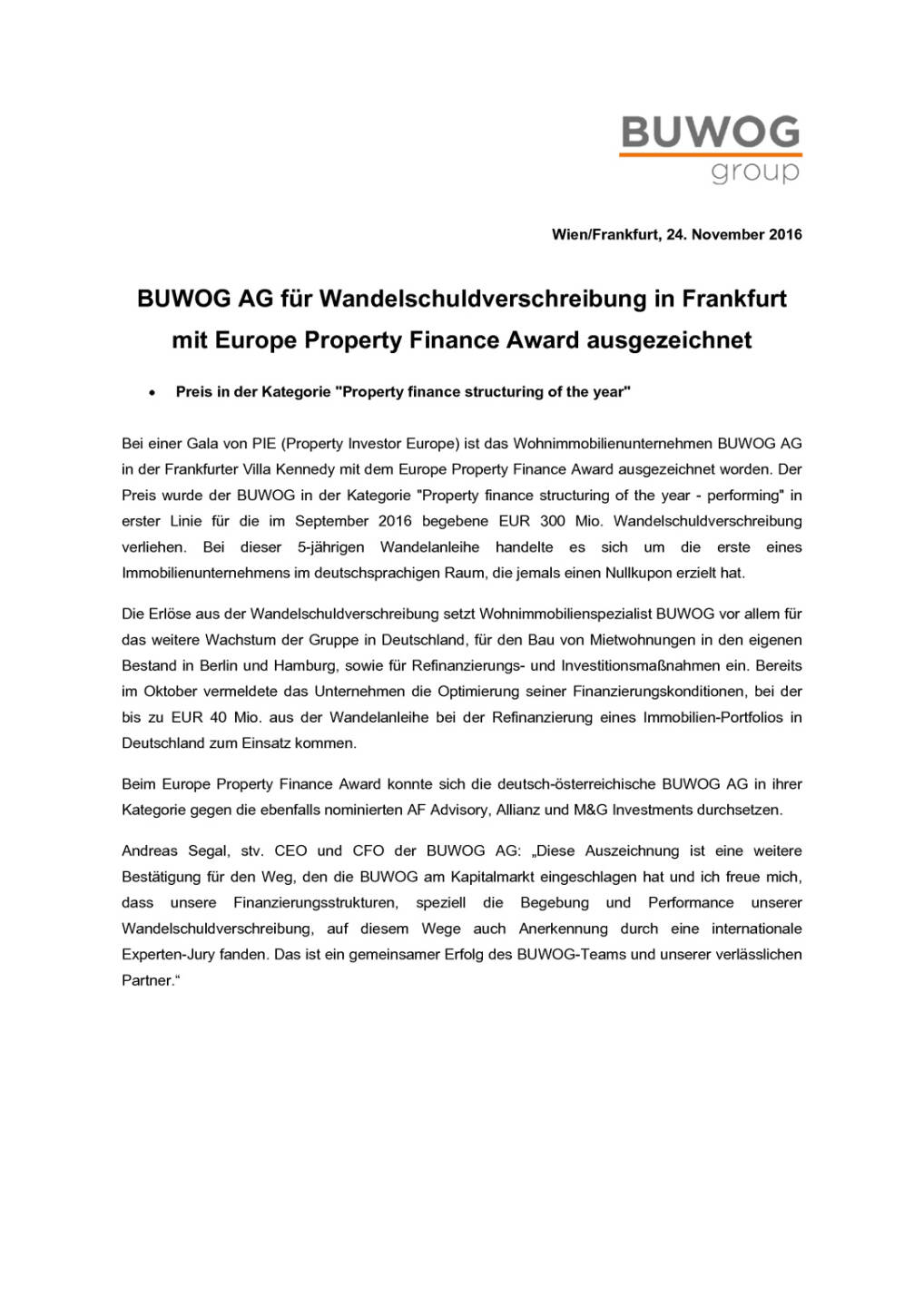 Buwog mit Europe Property Finance Award ausgezeichnet, Seite 1/2, komplettes Dokument unter http://boerse-social.com/static/uploads/file_1993_buwog_mit_europe_property_finance_award_ausgezeichnet.pdf