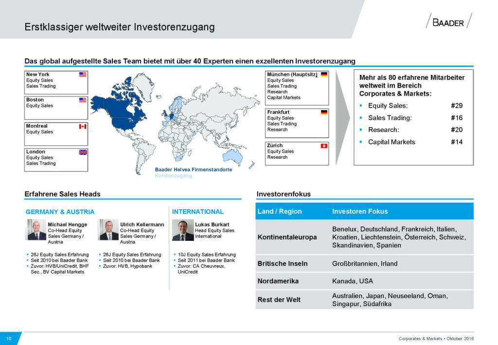 Baader Bank Erstklassiger weltweiter Investorenzugang (28.11.2016) 