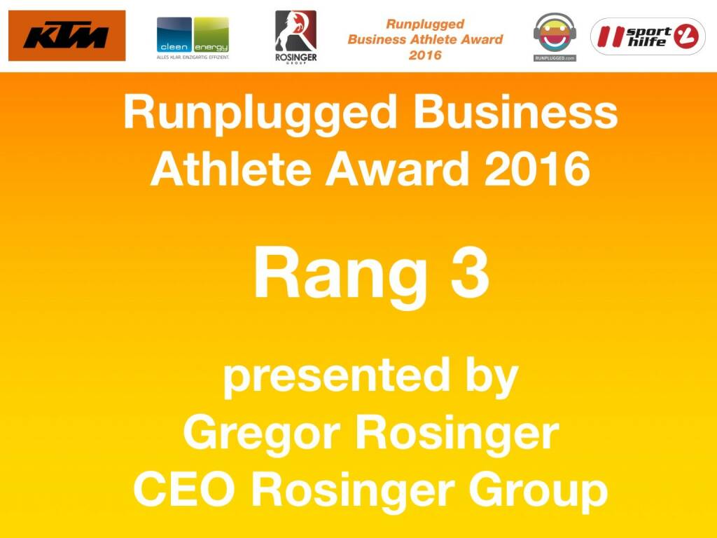 Business Athelete Award 2016 - Rang 3 presented by Rosinger Group (06.12.2016) 