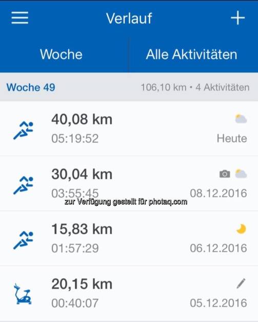 Runtastic Statistik (12.12.2016) 