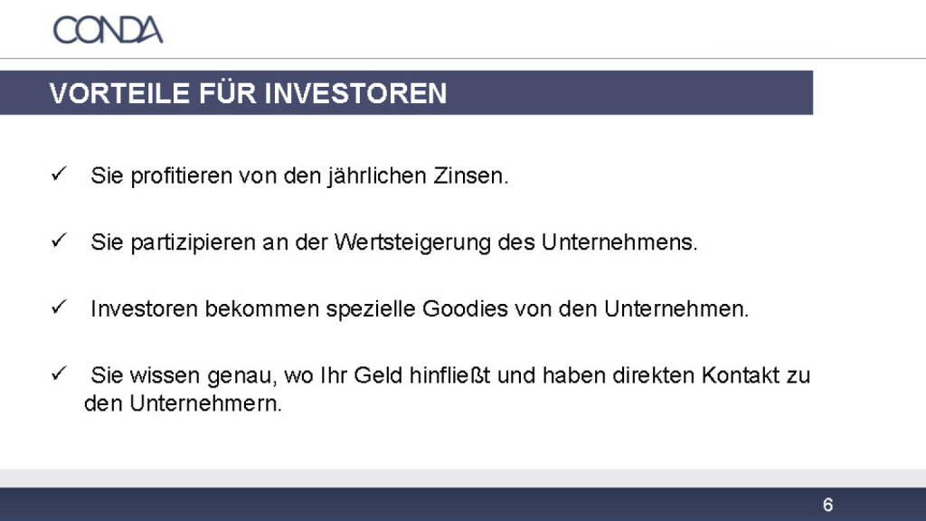 Conda Vorteile für Investoren (12.12.2016) 