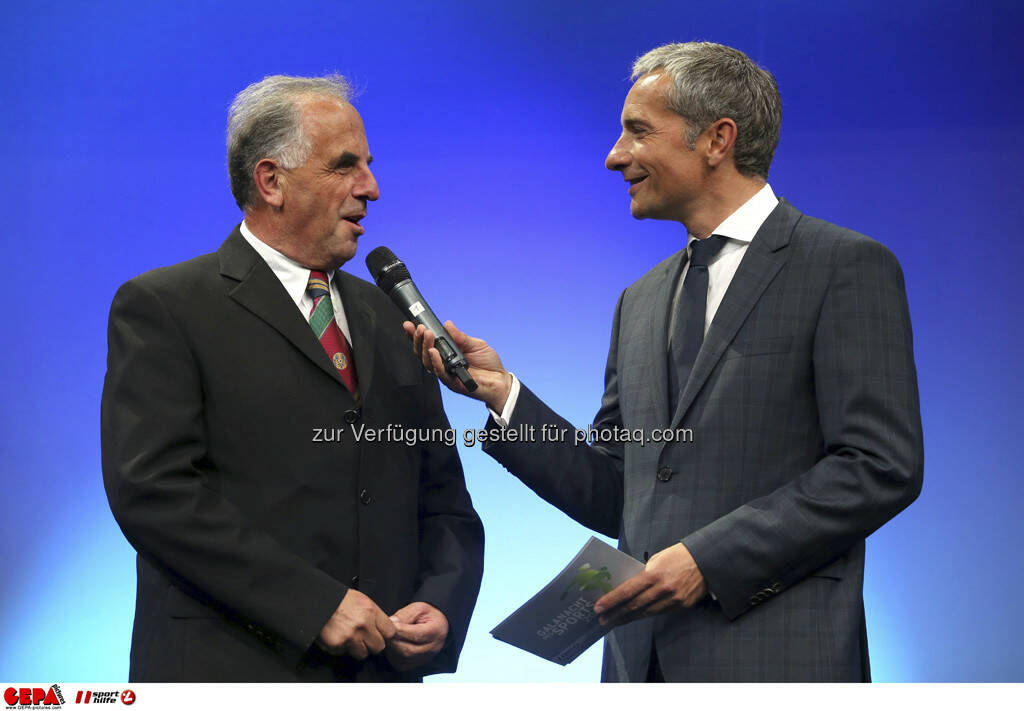 Praesident Helmuth Lexer (Steirischer Skiverband) und Moderator Rainer Pariasek, Foto: GEPA pictures/ Markus Oberlaender (08.05.2013) 