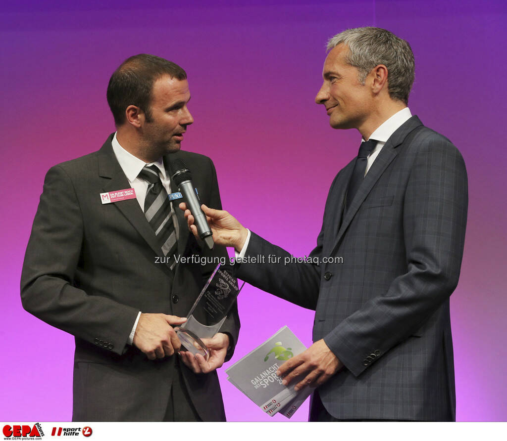 Mario Haas (SK Sturm Graz) und Moderator Rainer Pariasek, Foto: GEPA pictures/ Markus Oberlaender (08.05.2013) 