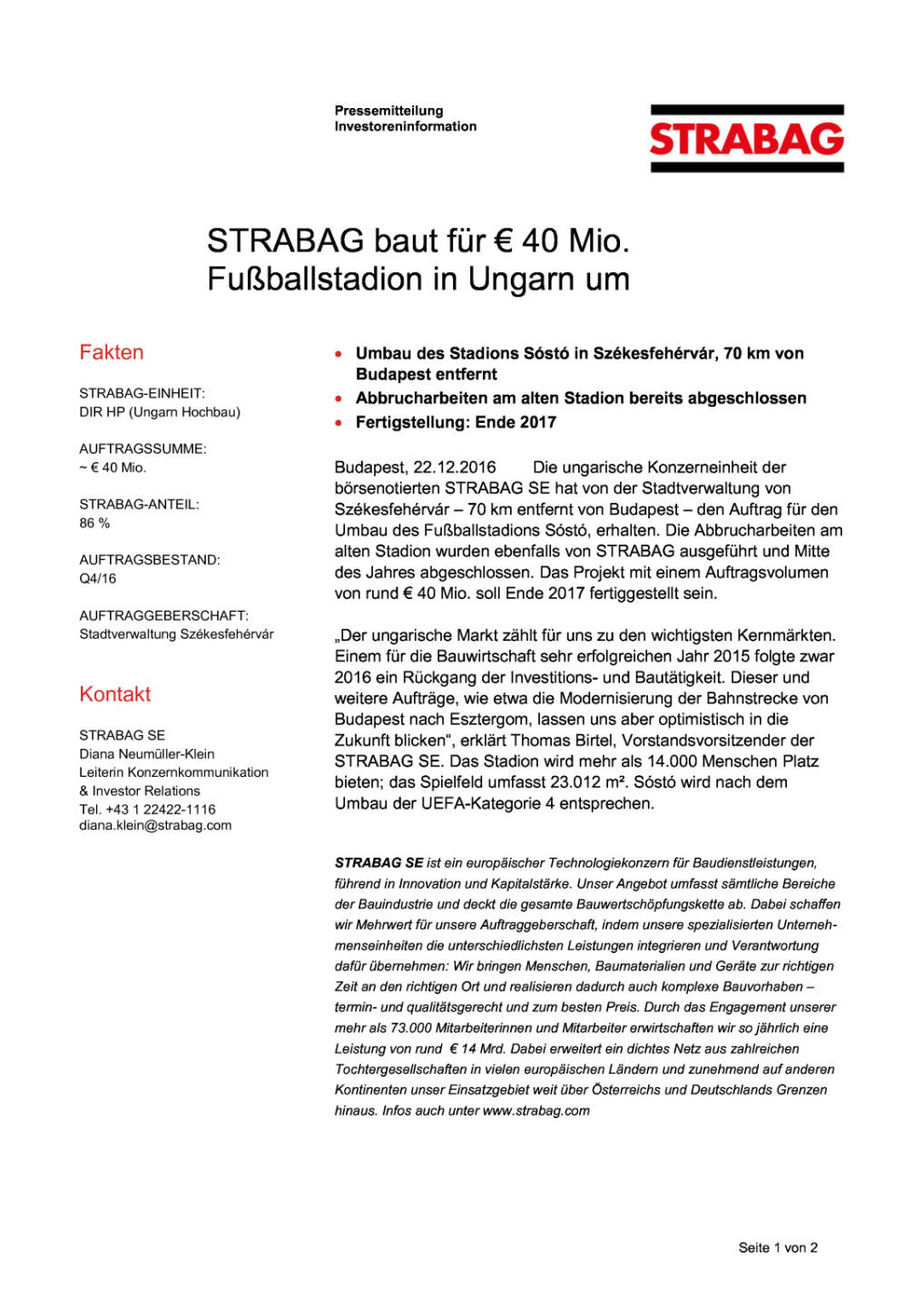 Strabag baut Fußballstadion in Ungarn um, Seite 1/2, komplettes Dokument unter http://boerse-social.com/static/uploads/file_2035_strabag_baut_fussballstadion_in_ungarn_um.pdf