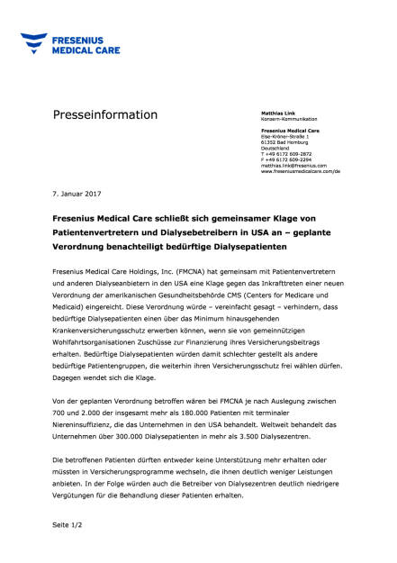Fresenius Medical Care schließt sich gemeinsamer Klage in USA an, Seite 1/2, komplettes Dokument unter http://boerse-social.com/static/uploads/file_2045_fresenius_medical_care_schliesst_sich_gemeinsamer_klage_in_usa_an.pdf (07.01.2017) 