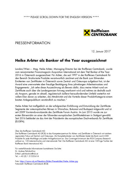 Heike Arbter als Banker of the Year ausgezeichnet, Seite 1/1, komplettes Dokument unter http://boerse-social.com/static/uploads/file_2052_heike_arbter_als_banker_of_the_year_ausgezeichnet.pdf (12.01.2017) 