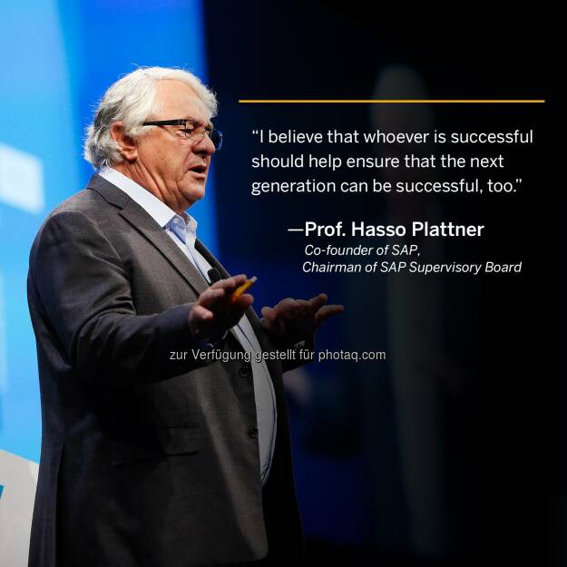 Our Founder, Prof. Hasso Plattner, turns 73 today! Wish him a happy birthday in the comments!  Source: http://facebook.com/SAP (22.01.2017) 