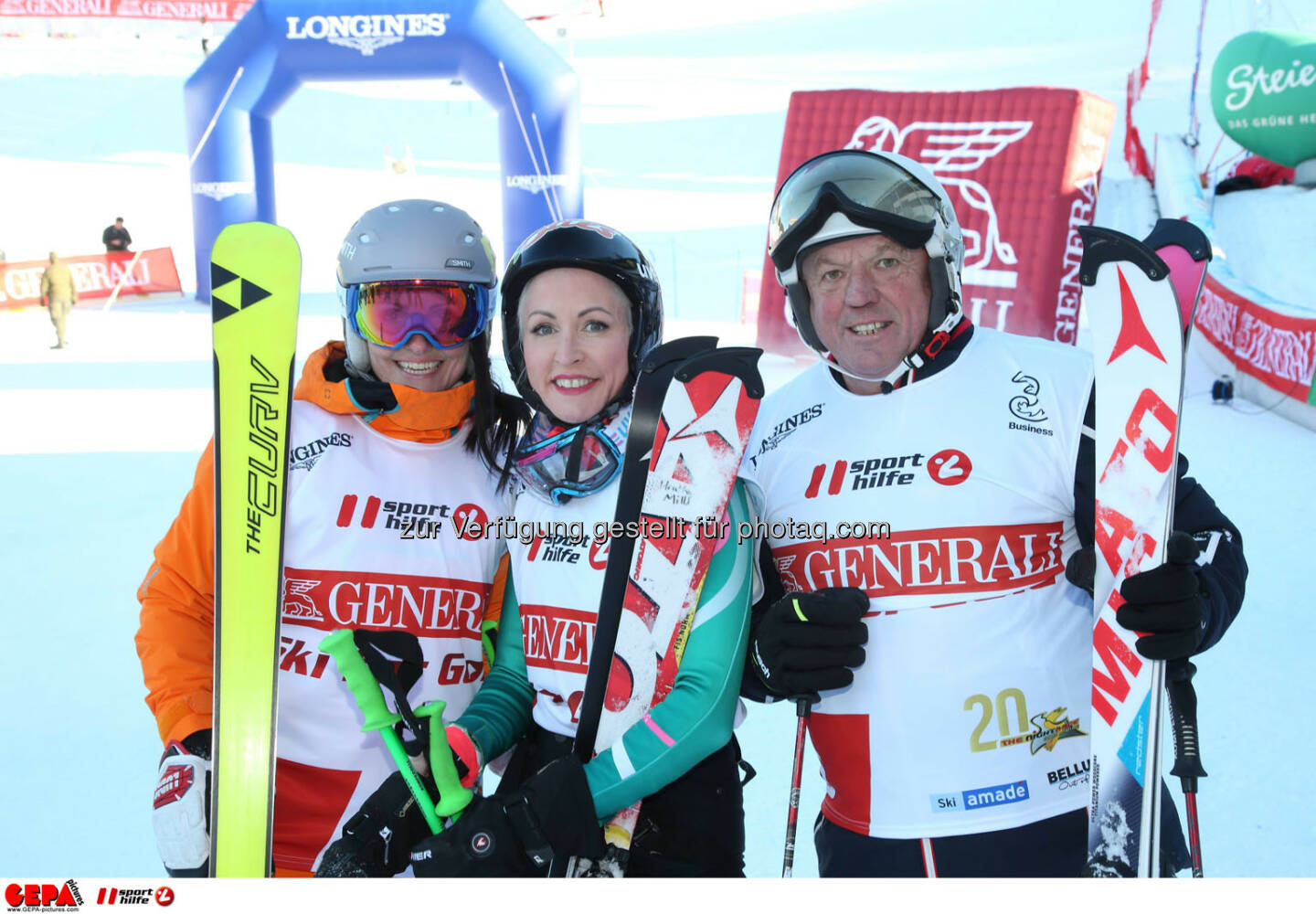 Ski for Gold Charity Race. Image shows Daniela Schuster, Heather Mills and David Zwilling. Photo: GEPA pictures/ Harald Steiner