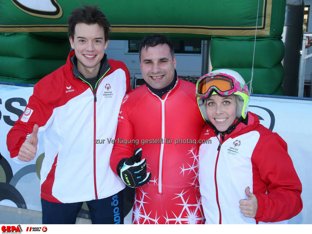 Ski for Gold Charity Race. Image shows Philipp Hansa, Thomas Praxmarer and Ricarda Huber. Photo: GEPA pictures/ Harald Steiner (26.01.2017) 