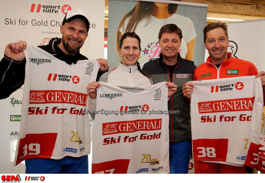 Ski for Gold Charity Race. Image shows Marco Buechel, Brigitte Kliment-Obermoser, managing director Harald Bauer (Sporthilfe) and Hans Knauss. Photo: GEPA pictures/ Daniel Goetzhaber (26.01.2017) 