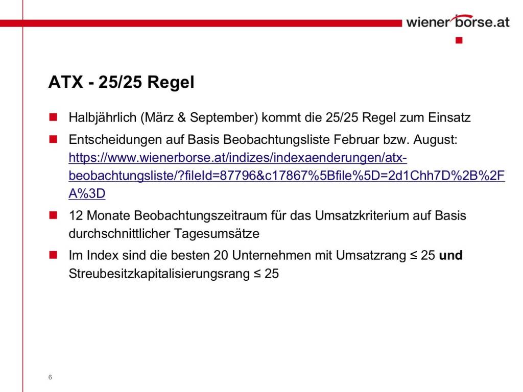 Wiener Börse - ATX 25/25 Regel (01.02.2017) 