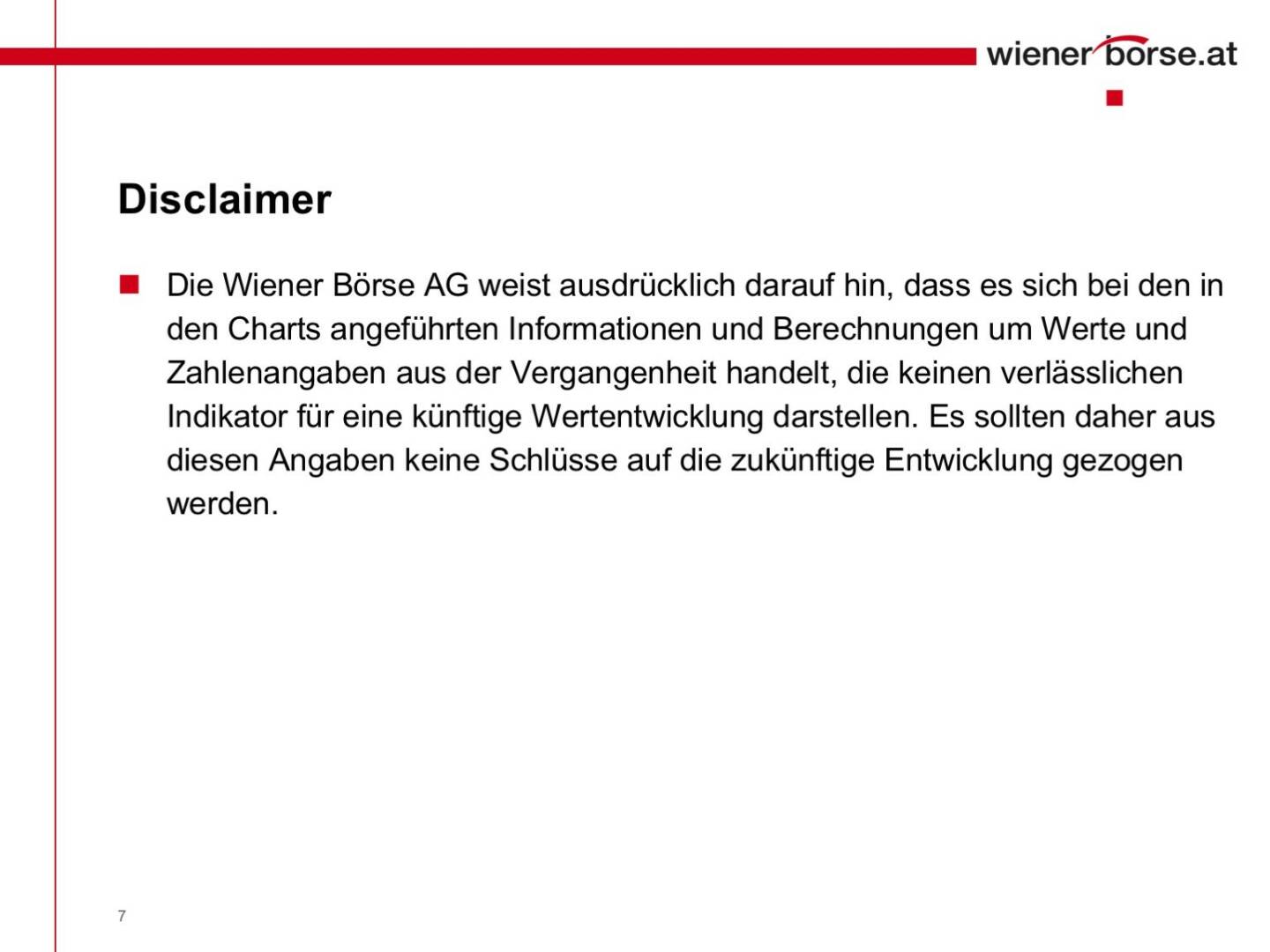 Wiener Börse - Disclaimer