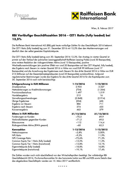 RBI Vorläufige Geschäftszahlen 2016, Seite 1/2, komplettes Dokument unter http://boerse-social.com/static/uploads/file_2099_rbi_vorlaufige_geschaftszahlen_2016.pdf (08.02.2017) 