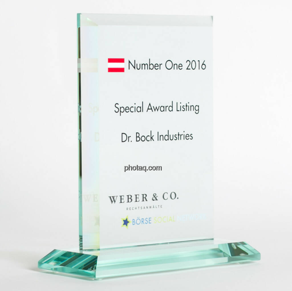 Number One Awards 2016 - Special Award Listing Dr. Bock Industries, © photaq/Martina Draper (13.02.2017) 