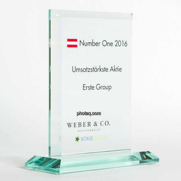 Number One Awards 2016 - Umsatzstärkste Aktie Erste Group, © photaq/Martina Draper (13.02.2017) 