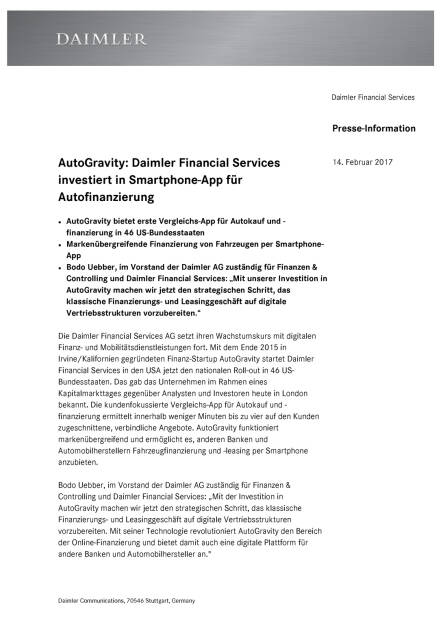 Daimler Financial Services investiert in Smartphone-App für Autofinanzierung, Seite 1/4, komplettes Dokument unter http://boerse-social.com/static/uploads/file_2109_daimler_financial_services_investiert_in_smartphone-app_fur_autofinanzierung.pdf (14.02.2017) 