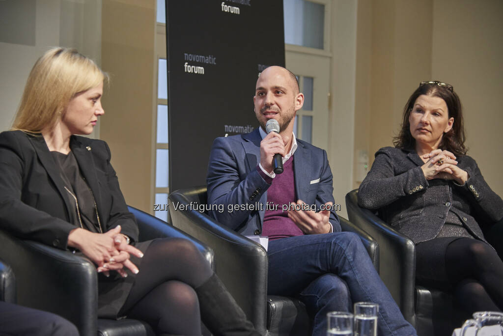 Dr. Monika Poeckh-Racek (Vorstandsvorsitzende ADMIRAL Casinos & Entertainment AG), Manuel Bräuhofer (Geschäftsführer brainworker), Manuela Lindlbauer, MBA (Gründerin und Geschäftsführerin Lindlpower Personalmanagement GmbH) - NOVOMATIC GROUP: Vereinbarkeit von Beruf und Familie ist Managementthema (Fotocredit: Novomatic), © Aussender (15.02.2017) 