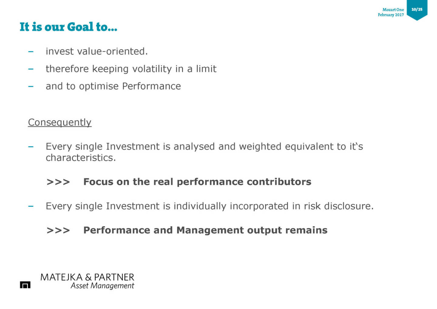 It is our Goal to...
