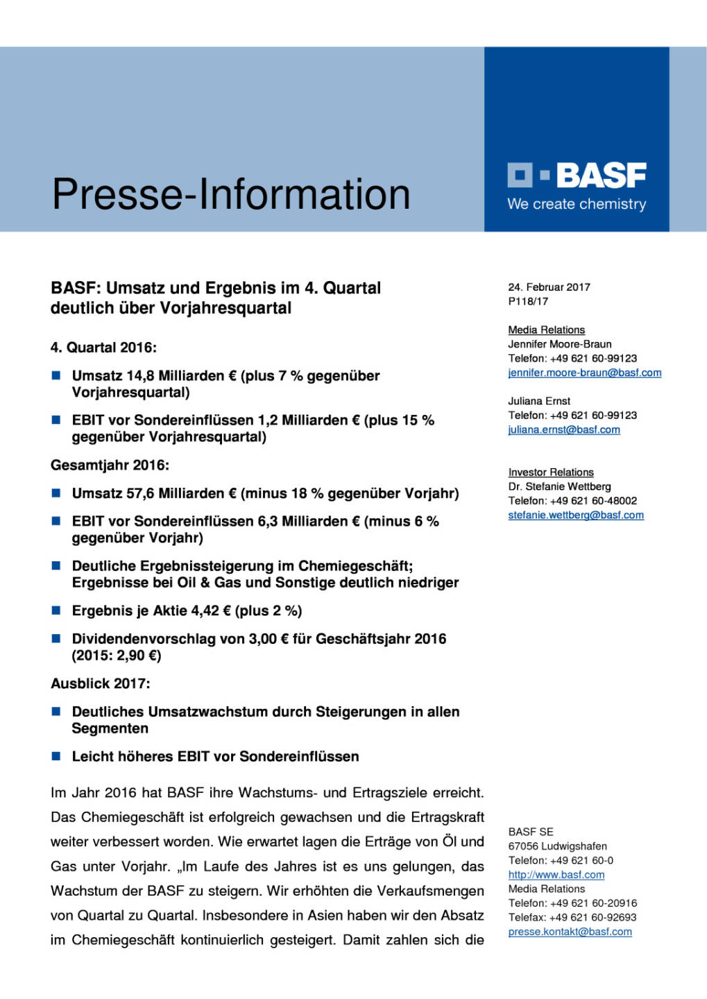 BASF: Umsatz und Ergebnis im 4. Quartal deutlich &uuml;ber Vorjahresquartal, Seite 1/8, komplettes Dokument unter http://boerse-social.com/static/uploads/file_2127_basf_umsatz_und_ergebnis_im_4_quartal_deutlich_uber_vorjahresquartal.pdf