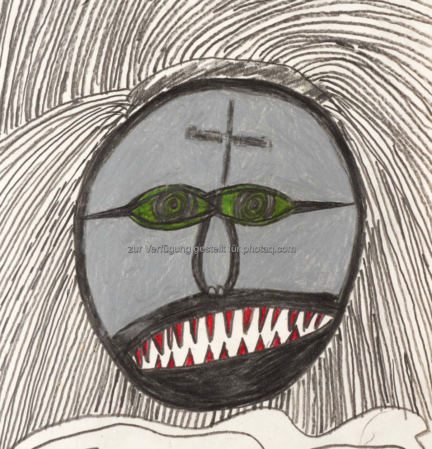Johann Hauser, Tigerkopf (Ausschnitt), 1982 - Lentos Kunstmuseum Linz: Das LENTOS lädt zur Pressekonferenz anlässlich der Ausstellung PSYCHO DRAWING (Fotocredit: LENTOS Kunstmuseum Linz)