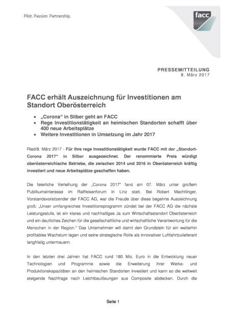 FACC erhält Auszeichnung für Investitionen am Standort Oberösterreich, Seite 1/4, komplettes Dokument unter http://boerse-social.com/static/uploads/file_2149_facc_erhalt_auszeichnung_fur_investitionen_am_standort_oberosterreich.pdf (08.03.2017) 