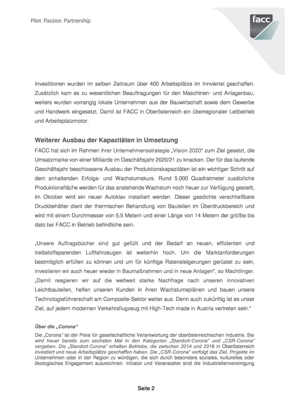 FACC erhält Auszeichnung für Investitionen am Standort Oberösterreich, Seite 2/4, komplettes Dokument unter http://boerse-social.com/static/uploads/file_2149_facc_erhalt_auszeichnung_fur_investitionen_am_standort_oberosterreich.pdf
