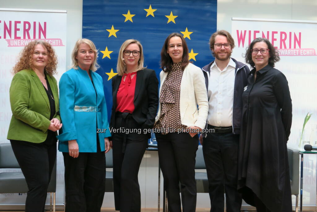 Monika Vana, Edeltraud Hanappi-Egger, Barbara Haas, Sophie Karmasin, Dominik Gries, Sabine Maier - Informationsbüro des Europäischen Parlaments: Wieviel Kind verträgt der Job? (Fotocredit: Europäisches Parlament), © Aussender (08.03.2017) 