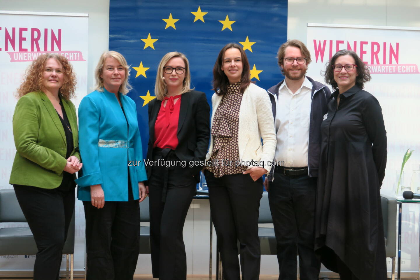 Monika Vana, Edeltraud Hanappi-Egger, Barbara Haas, Sophie Karmasin, Dominik Gries, Sabine Maier - Informationsbüro des Europäischen Parlaments: Wieviel Kind verträgt der Job? (Fotocredit: Europäisches Parlament)