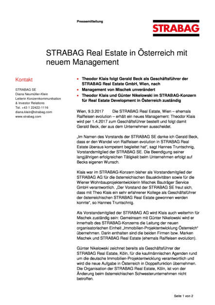 Strabag Real Estate in Österreich mit neuem Management, Seite 1/2, komplettes Dokument unter http://boerse-social.com/static/uploads/file_2155_strabag_real_estate_in_osterreich_mit_neuem_management.pdf (09.03.2017) 