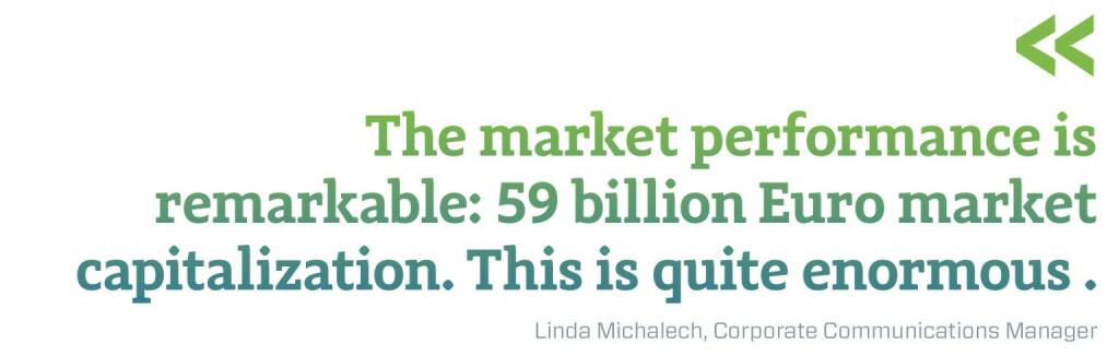 The market performance is remarkable: 59 billion Euro market capitalization. This is quite enormous. Linda Michalech, Corporate Communications Manager, © photaq.com/Börse Social Magazine (12.03.2017) 