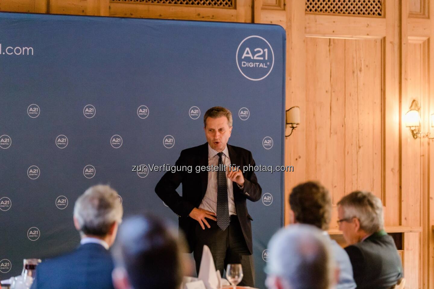 EU-Kommissar Günther H. Oettinger beim A21DIGITAL LECH SUMMIT - A21DIGITAL: EU-Kommissar Günther H. Oettinger beim A21DIGITAL LECH SUMMIT (Fotocredit: A21DIGITAL - Fotograf Pascal Hefti)