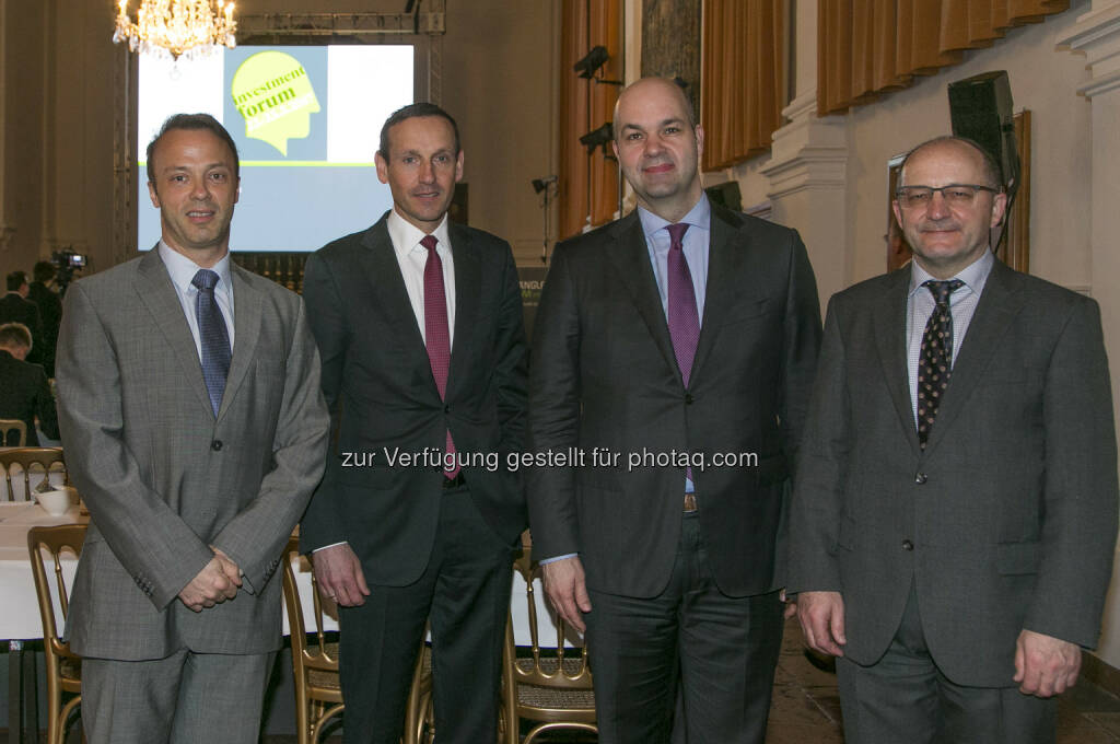 Dr. Marcus Scheiblecker (WIFO), Mag. Markus Ploner, CFA, MBA (Spängler IQAM Invest), Marcel Fratzscher, Ph.D. (DIW Berlin) und Univ.-Prof. Dr. Christian Keuschnigg (Universität St. Gallen und WPZ Wien) - Spängler Investmentforum, Residenz Salzburg, 20170322 (Foto: wildbild, Herbert Rohrer) (23.03.2017) 