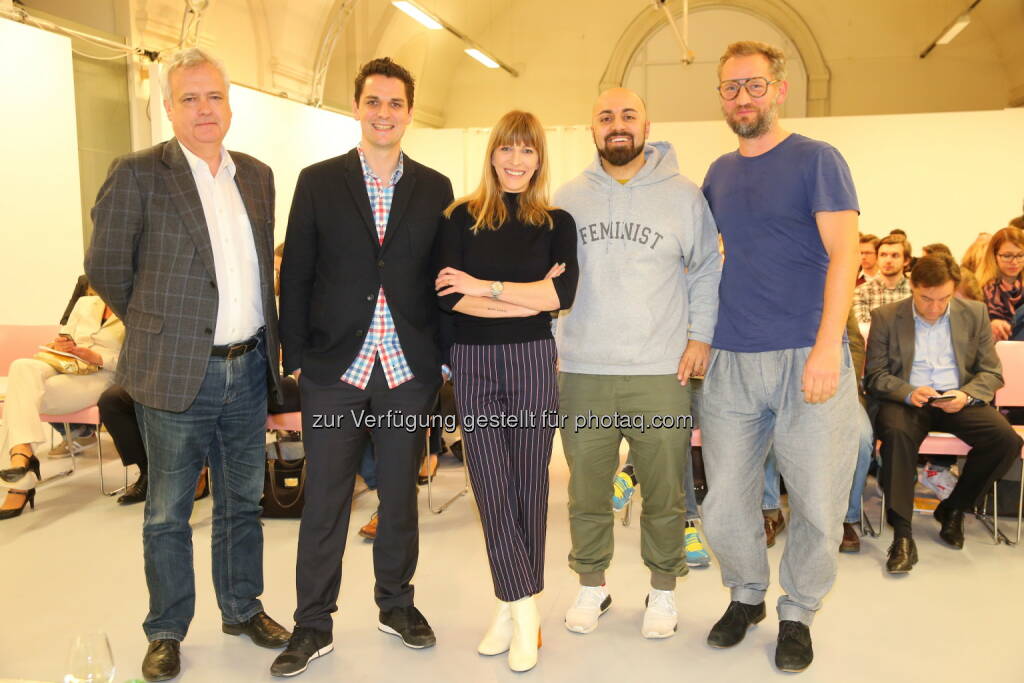 Manfred Pichelmayer, Mario Krendl, Katha Schinkinger, Ali Mahlodji und Mike Lanner - Fachgruppe Werbung u. Marktkommunikation der Wirtschaftskammer Wien: Ruhig Blut! – Scheitern gehört zum Unternehmersein dazu (Fotocredit: Fachgruppe Werbung und Marktkommunikation (Wien(/Franz Pfluegl)), © Aussender (28.03.2017) 