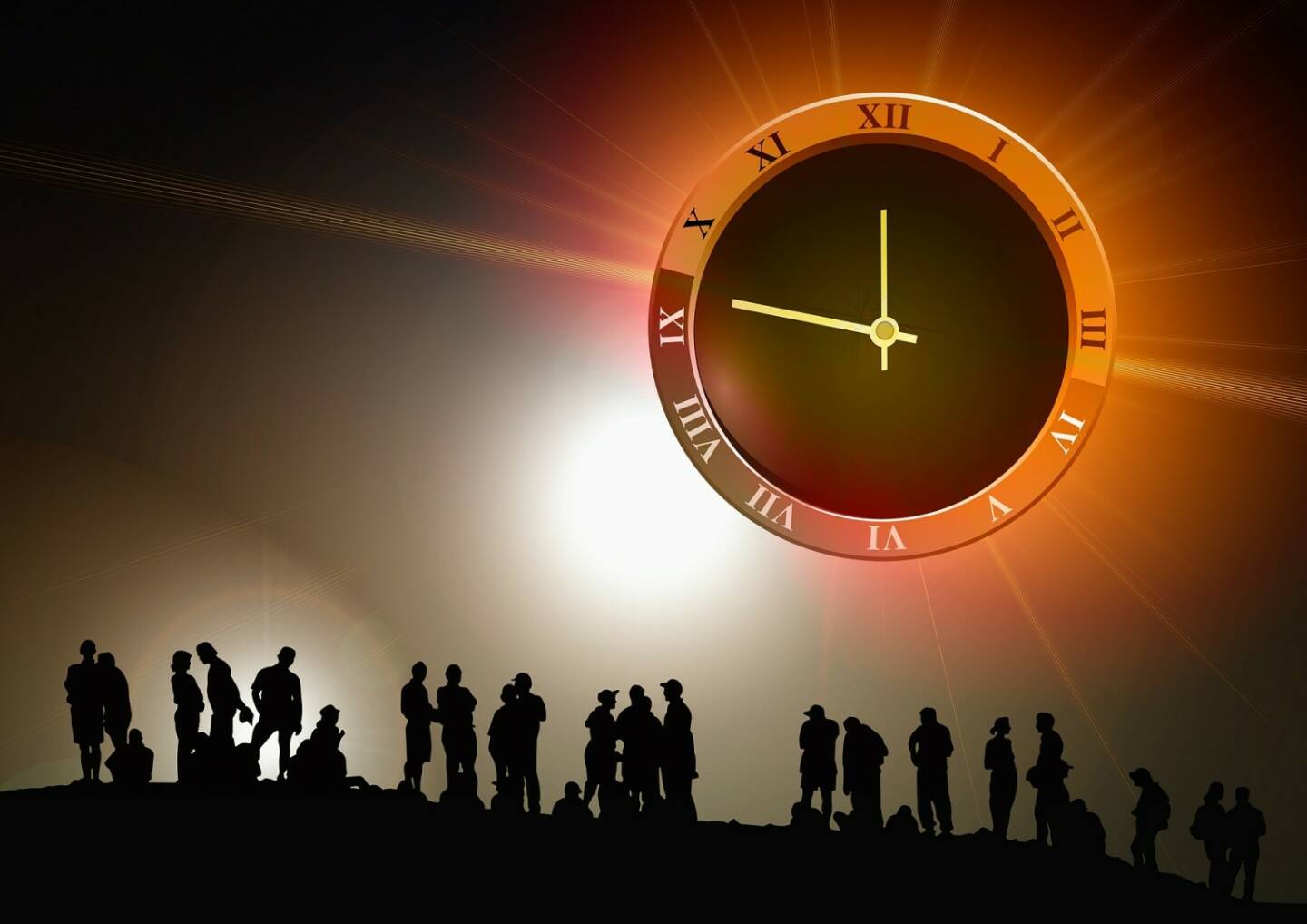 Zukunft, Uhr, Zeit (Bild: Pixabay/geralt https://pixabay.com/de/menschen-gruppe-uhr-zeit-439149/ )