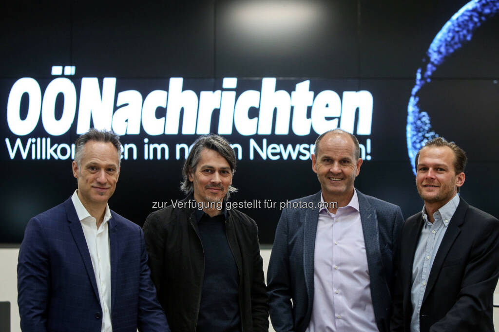 Thomas Arnoldner, Iztok Lemajic, Gerald Mandlbauer, Clemens Thaler. Arnoldner und Thaler haben das Projekt Newsroom geleitet. - Oberösterreichische Nachrichten: Ankunft und Aufbruch: Die OÖNachrichten sind in ihren neuen Newsroom übersiedelt (Fotocredit: OÖN/Weihbold), © Aussender (19.04.2017) 