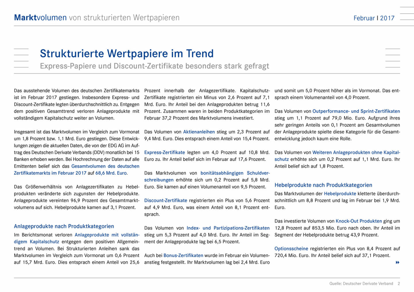 DDV zu Marktvolumen im Februar 2017: Strukturierte Wertpapiere im Trend, Seite 2/7, komplettes Dokument unter http://boerse-social.com/static/uploads/file_2214_ddv_zu_marktvolumen_im_februar_2017_strukturierte_wertpapiere_im_trend.pdf