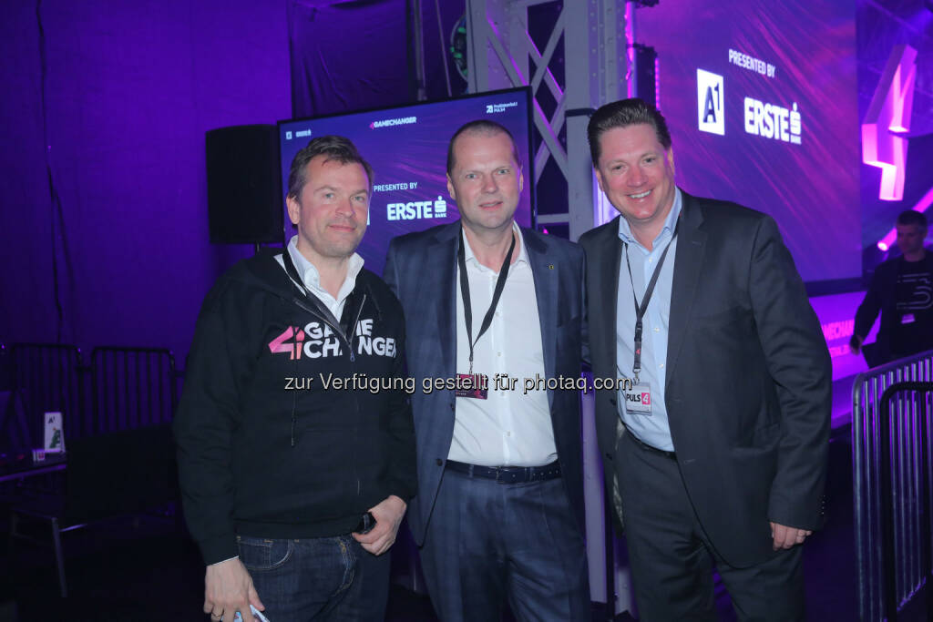 Markus Breitenecker, Michael Dockal (CEO Zgonc) & Michael Stix, ©  ProSiebenSat.1 Puls4 (25.04.2017) 